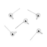 10 PCS PKG. 6MM ROUND BALL POST STUD EARRINGS WITH LOOP FOR JEWELRY DANGLE EARRING MAKING, SILVER BALL POST POST STUD TOPS FINDINGS RAW MATERIALS FOR JEWELRY MAKING