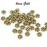 200PCS PKG. DAISY SPACER JEWELRY MAKING Gold OXIDIZED METAL BEADS SILVER OXIDIZED