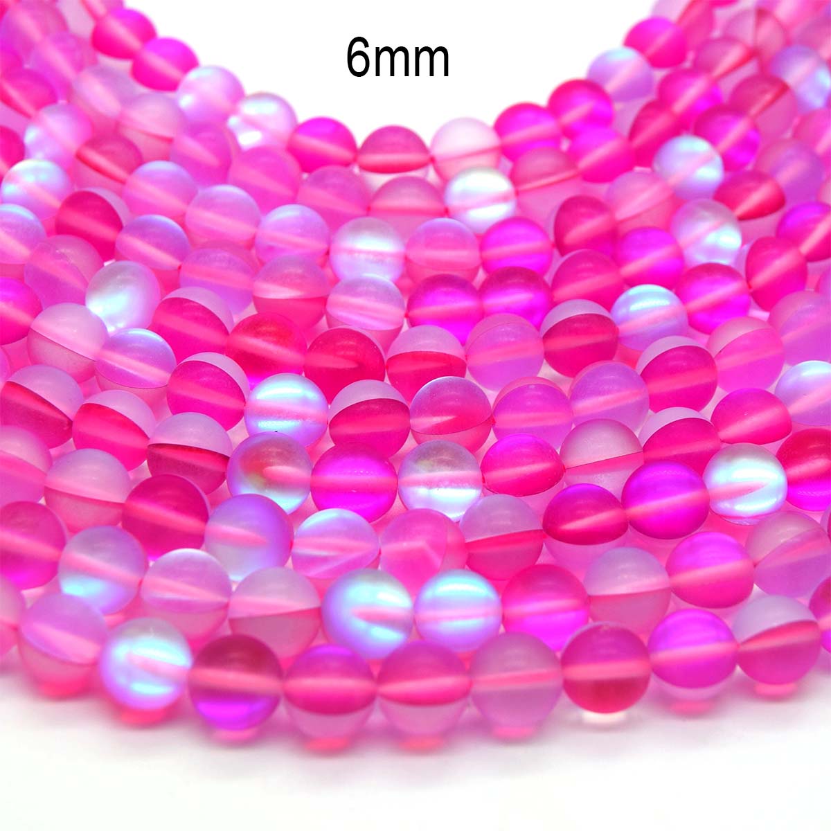 6mm Rainbow Pink Aurora Glass Beads 16 inch Strand 4305