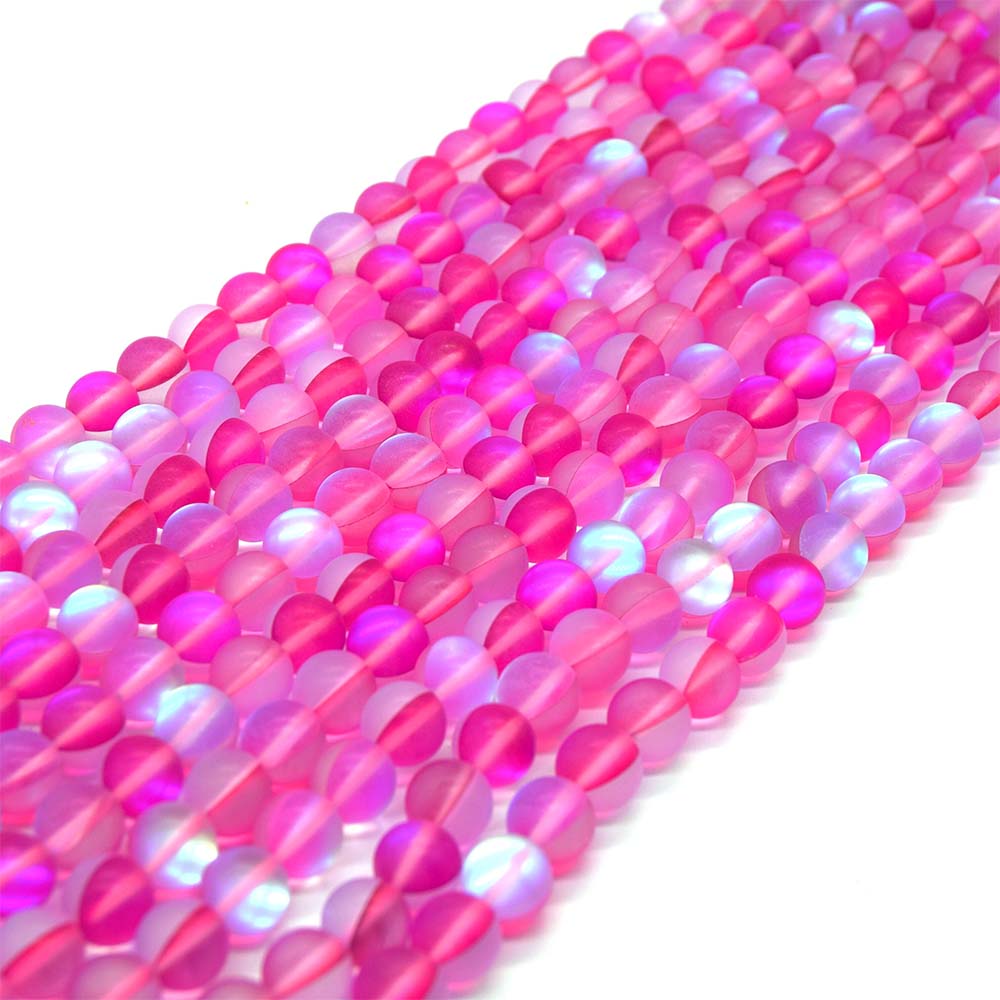 6mm Rainbow Pink Aurora Glass Beads 16 inch Strand 15115