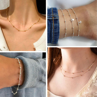 3-3.5 mm Ball Chain with 2 mm Iron Alloy Cable Chain – Nickel/Rhodium Silver Finish – Approx. 1 Meter for Jewelry Making