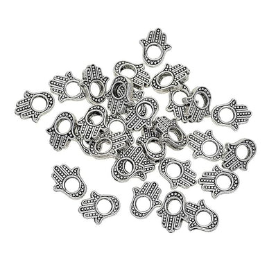 20 PIECES PACK' HAMZA HAND' SILVER OXIDIZED GERMAN SILVER BEADS