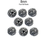4pcs pkg. Black crystal stone Round Pave Beads in size about 8mm