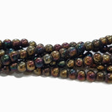 7mm Black Rainbow round glass beads