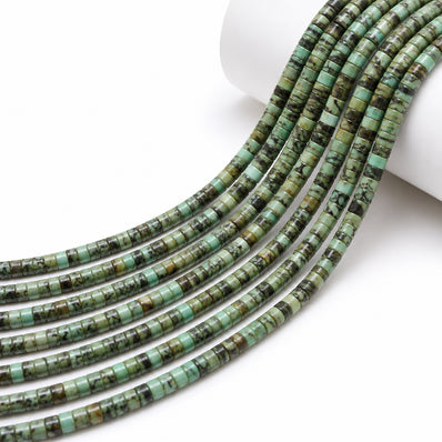 Natural African Turquoise Jasper Heishi Disc Beads 4x2mm – Genuine Semi Precious Gemstone Spacer Beads, 15 Inch Strand, Approx. 150–154 Beads