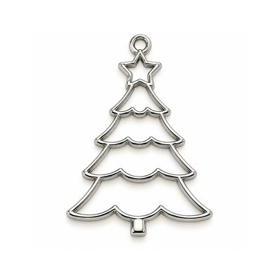 5Pcs Pack Stainless Steel Plated Christmas Tree Bezel Charm Pendant 40x30mm