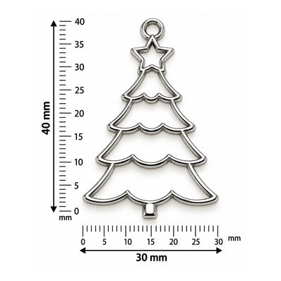 5Pcs Pack Stainless Steel Plated Christmas Tree Bezel Charm Pendant 40x30mm