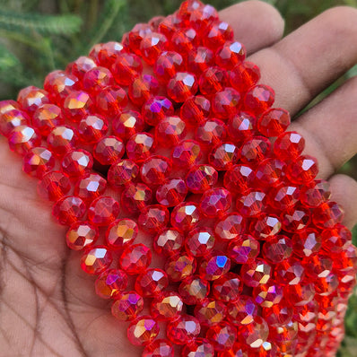 1 LINE/STRING PACK' 8 MM AB LUSTURE RONDEL TYRE CRYSTAL GLASS BEADS