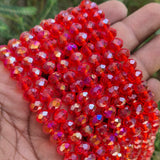 1 LINE/STRING PACK' 8 MM AB LUSTURE RONDEL TYRE CRYSTAL GLASS BEADS