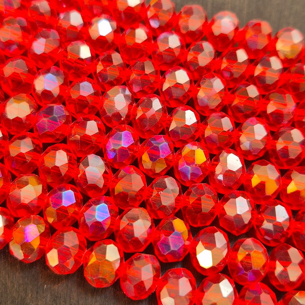 1 LINE/STRING PACK' 8 MM AB LUSTURE RONDEL TYRE CRYSTAL GLASS BEADS