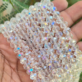 1 LINE/STRING PACK' 8 MM AB LUSTURE RONDEL TYRE CRYSTAL GLASS BEADS