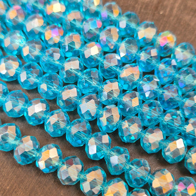 1 LINE/STRING PACK' 8 MM AB LUSTURE RONDEL TYRE CRYSTAL GLASS BEADS