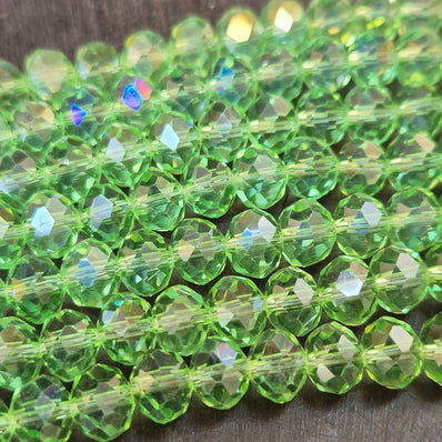 1 LINE/STRING PACK' 8 MM AB LUSTURE RONDEL TYRE CRYSTAL GLASS BEADS