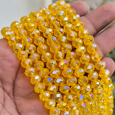 1 LINE/STRING PACK' 8 MM AB LUSTURE RONDEL TYRE CRYSTAL GLASS BEADS