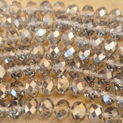 1 LINE/STRING PACK' 8 MM AB LUSTURE RONDEL TYRE CRYSTAL GLASS BEADS