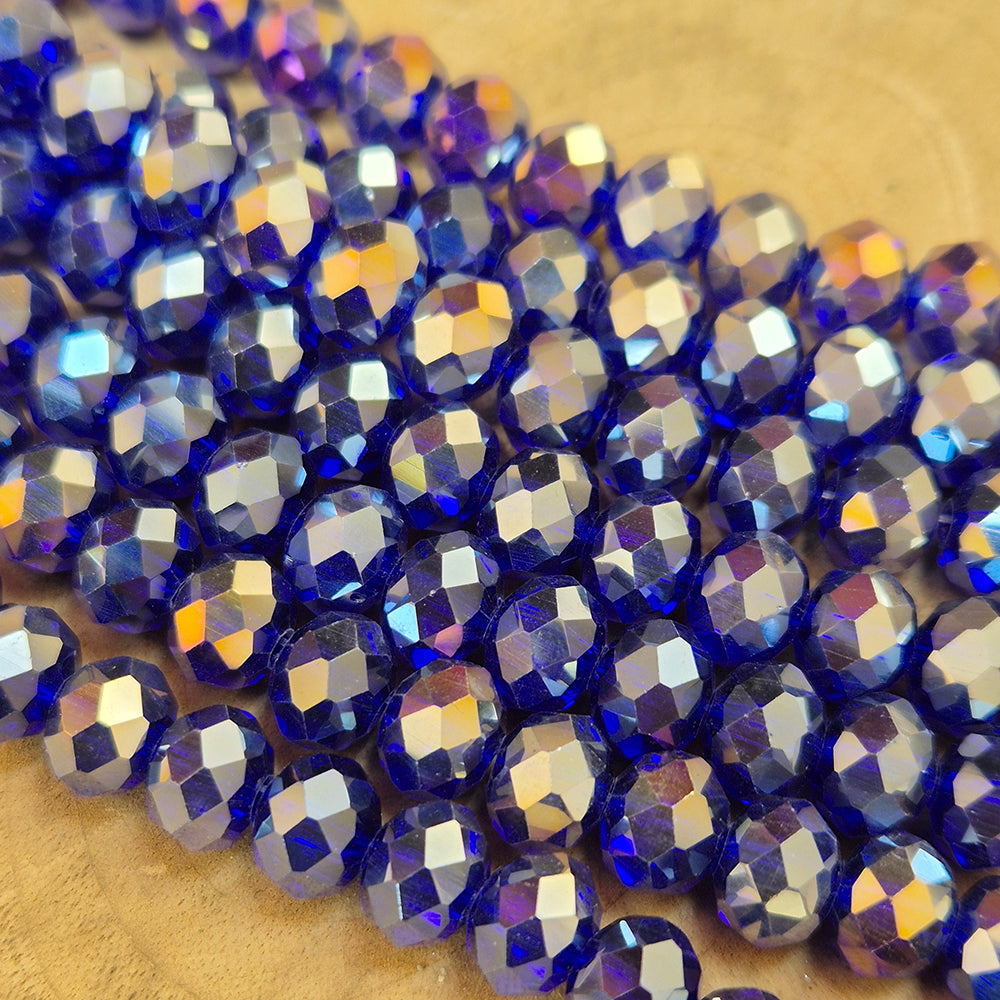 1 LINE/STRING PACK' 8 MM AB LUSTURE RONDEL TYRE CRYSTAL GLASS BEADS