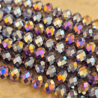 1 LINE/STRING PACK' 8 MM AB LUSTURE RONDEL TYRE CRYSTAL GLASS BEADS