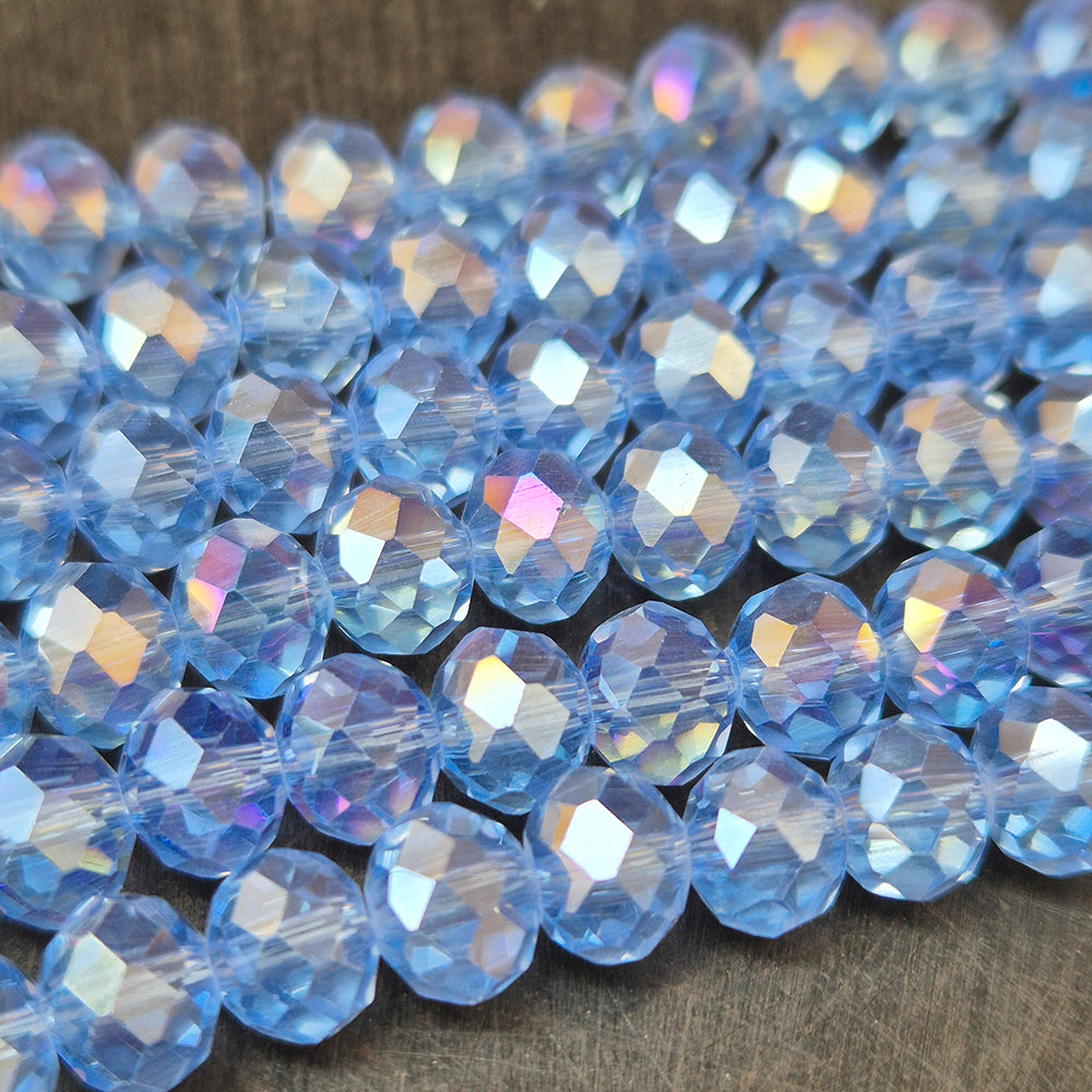 1 LINE/STRING PACK' 8 MM AB LUSTURE RONDEL TYRE CRYSTAL GLASS BEADS