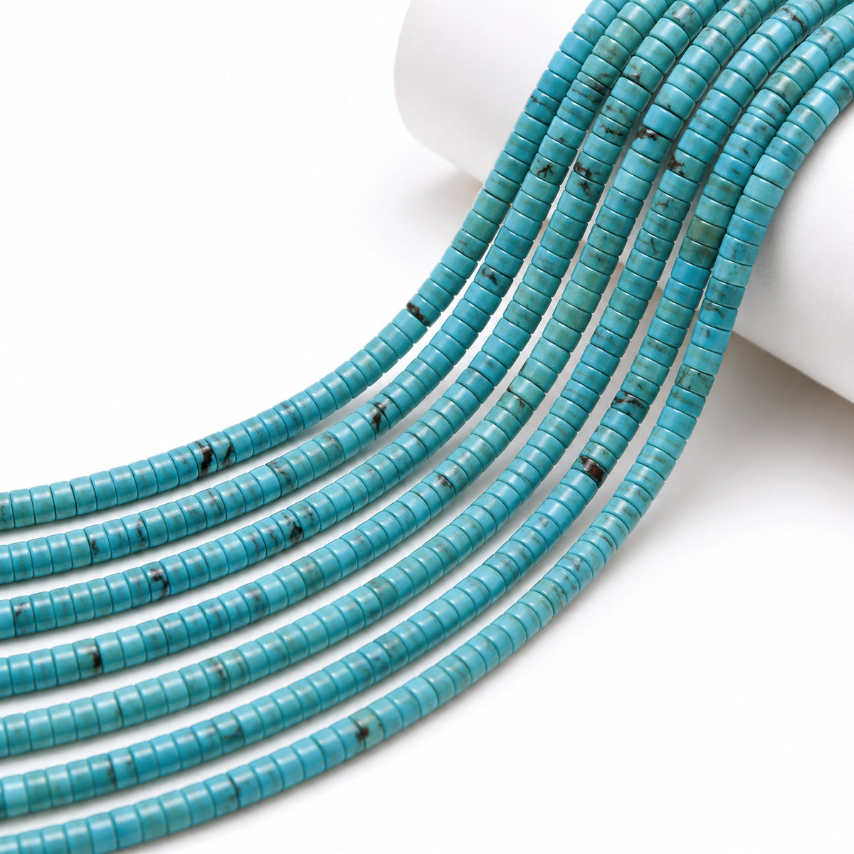 Blue Turquoise Heishi Disc Beads 4x2mm –  Semi Precious Gemstone Spacer Beads, 15 Inch Strand, Approx. 150–154 Beads