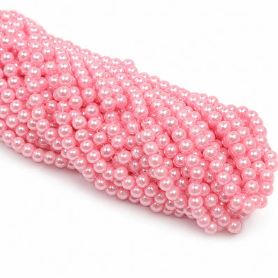 4mm Round Glass Pearl Beads – Baby Pink Pearl Finish – Approx. 210 Beads Per String – Jewelry Making Supplies  Product Description