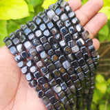 NATURAL AGATE ONYX BEADS STRANDS, APPROX 8MM SIZE, SHAPE TUMBLE CUBE, ABOUT 48-50 BEADS IN A LINE