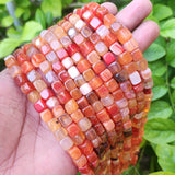 NATURAL AGATE ONYX BEADS STRANDS, APPROX 8MM SIZE, SHAPE TUMBLE CUBE, ABOUT 48-50 BEADS IN A LINE