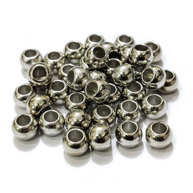50 PIECES PACK' Premium 8mm acrylic beads with a brilliant nickel/rhodium silver finish' Lightweight and perfect for jewelry making, spacers, and crafts.