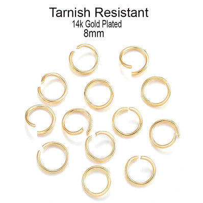 100pcs 8mm 14k gold plated tarnish Resistant Brass Material jump ring for jewelry making