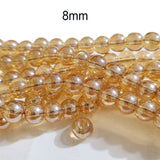 SUPER QUALITY' 8 MM APPROX SIZE, string PACK, golden AB COLOR, CRYSTAL GLASS BEADS about 50 Beads