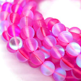 BABY PINK, MYSTIC AURA QUARTZ BEADS, MATTE HOLOGRAPHIC BEADS 8MM SOLD PER LINE ABOUT 49 BEADS