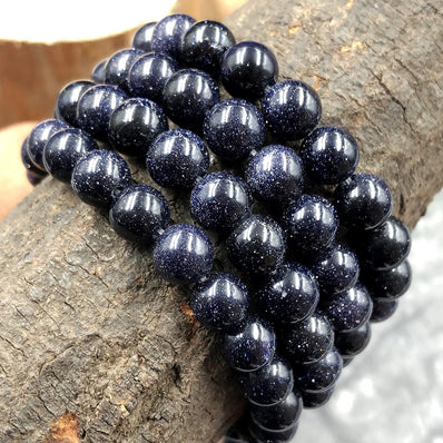 1 Line Pack' Natural Blue Sandstone Round Gemstone Beads Strand (8mm) – 44-45 Pieces
