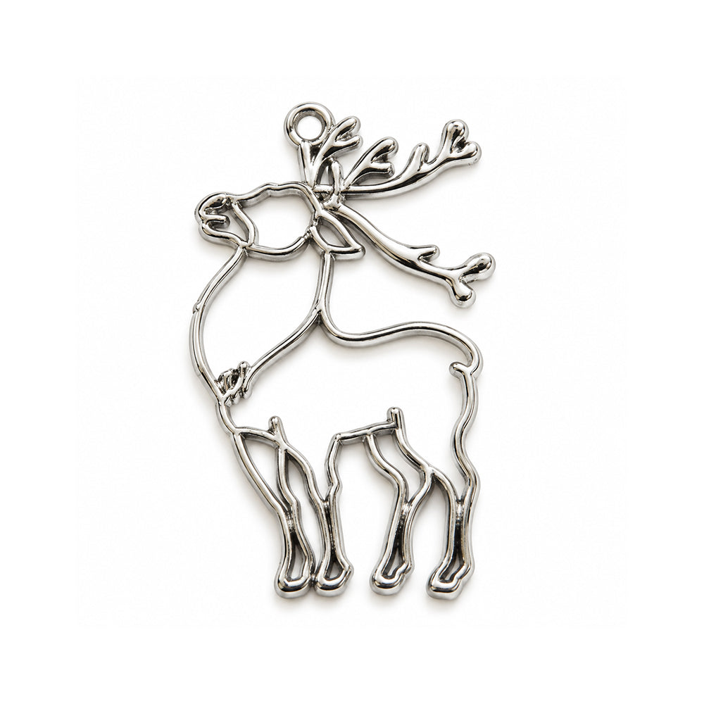 5pcs Pack Stainless Steel Plated Reindeer Open Bezel Pendant Charm for Resin Jewelry Making – 45x32mm