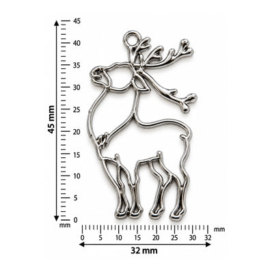5pcs Pack Stainless Steel Plated Reindeer Open Bezel Pendant Charm for Resin Jewelry Making – 45x32mm