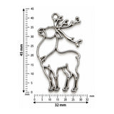 5pcs Pack Stainless Steel Plated Reindeer Open Bezel Pendant Charm for Resin Jewelry Making – 45x32mm