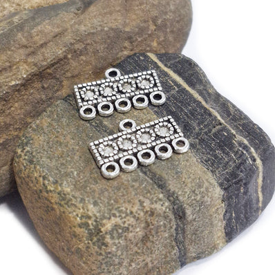 10 PCS PACK IN APPROX SIZE 18X11 MM SILVER OXIDIZED 5 LOOPS LINK AND CONNECTORS BAR FOR JEWELRY MAKING BEAD FINDINGS