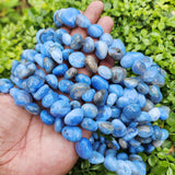 BLUE CHACEDONY 'TUMBLE BEADS SIZE 12-16 MM APRROX' 28-30 BEADS' SOLD BY PER LINE PACK