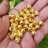 50/PCS PKG./LOT' 7 MM APPROX SIZE' BRIGHT GOLD CCB ACRYLIC MATELLIC BEADS FOR JEWELRY AND CRAFTS MAKING