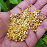 100/PCS PKG./LOT' 3 MM APPROX SIZE' BRIGHT GOLD CCB ACRYLIC MATELLIC BEADS FOR JEWELRY AND CRAFTS MAKING