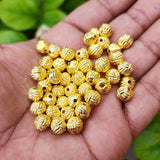 50/PCS PKG./LOT' 7 MM APPROX SIZE' BRIGHT GOLD CCB ACRYLIC MATELLIC BEADS FOR JEWELRY AND CRAFTS MAKING
