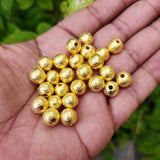 50/PCS PKG./LOT' 8 MM APPROX SIZE' BRIGHT GOLD CCB ACRYLIC MATELLIC BEADS FOR JEWELRY AND CRAFTS MAKING