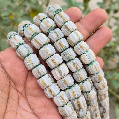 1 LINE/STRING PACK' SIZE APPROX' 10x12 MM' HANDMADE CHEVRON GLASS BEADS