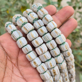 1 LINE/STRING PACK' SIZE APPROX' 10x12 MM' HANDMADE CHEVRON GLASS BEADS