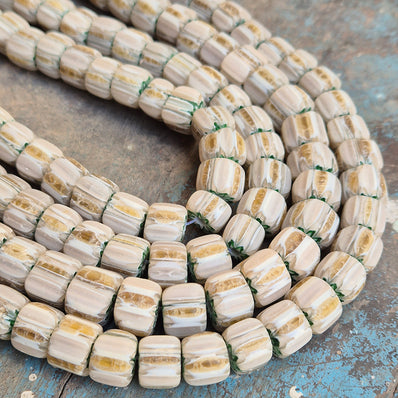 1 LINE/STRING PACK' SIZE APPROX' 10x12 MM' HANDMADE CHEVRON GLASS BEADS