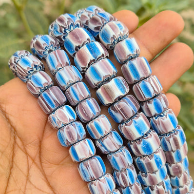 1 LINE/STRING PACK' SIZE APPROX' 14x9 MM' HANDMADE CHEVRON GLASS BEADS