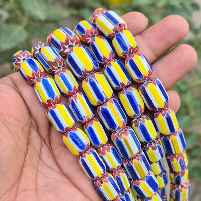 1 LINE/STRING PACK' SIZE APPROX' 16x11 MM' HANDMADE CHEVRON GLASS BEADS