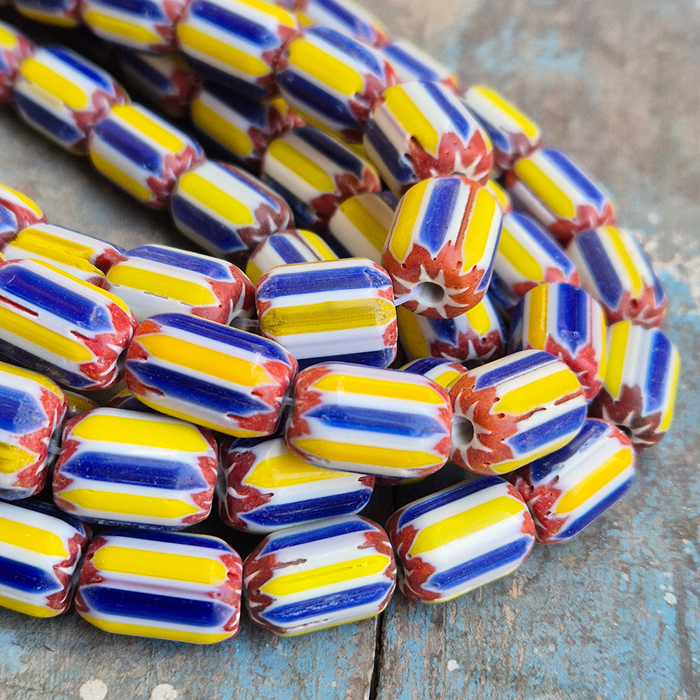 1 LINE/STRING PACK' SIZE APPROX' 16x11 MM' HANDMADE CHEVRON GLASS BEADS