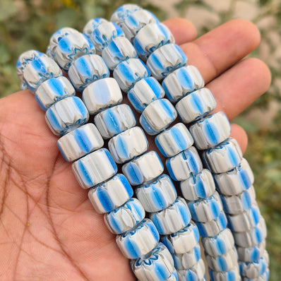 1 LINE/STRING PACK' SIZE APPROX' 14x9 MM' HANDMADE CHEVRON GLASS BEADS