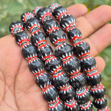 1 LINE/STRING PACK' SIZE APPROX' 12-13 MM' HANDMADE CHEVRON GLASS BEADS