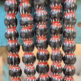 1 LINE/STRING PACK' SIZE APPROX' 12-13 MM' HANDMADE CHEVRON GLASS BEADS