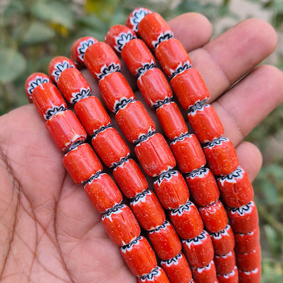 1 LINE/STRING PACK' SIZE APPROX' 12-10 MM' HANDMADE CHEVRON GLASS BEADS